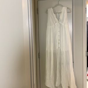 Mahina White Button Down Maxi Dress Size Small